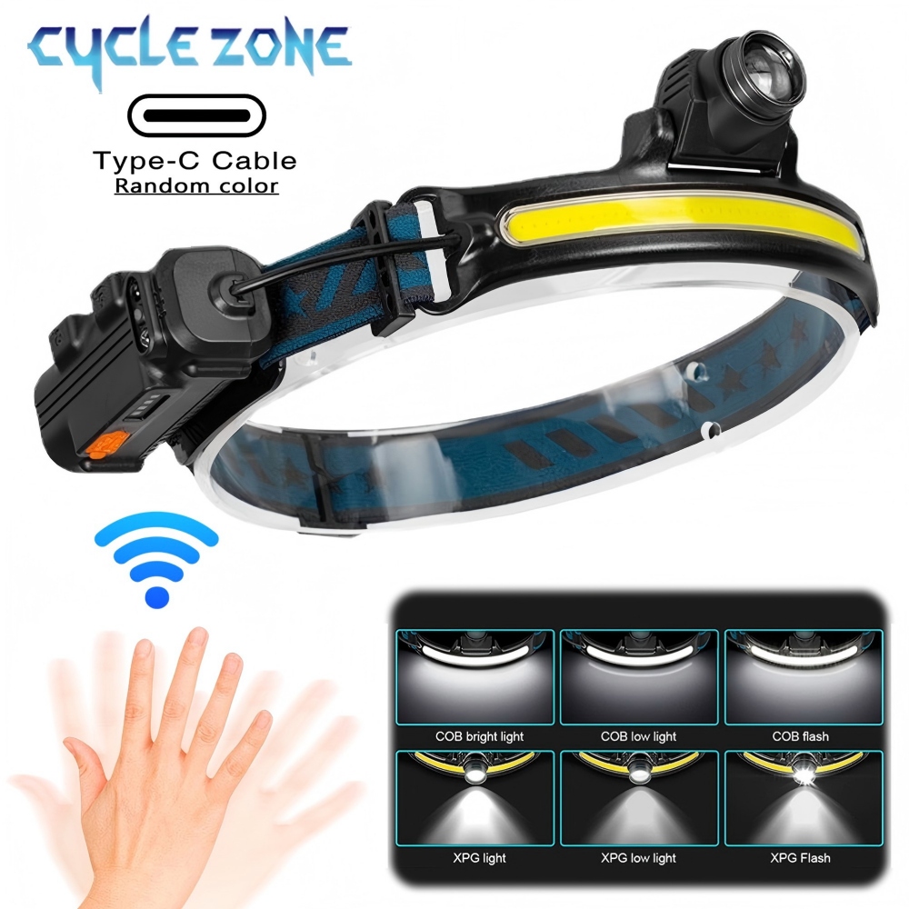Outdoor Adventure Zone - Krachtige LED-sensorkoplamp Zoom COB-koplamp Oplaadbare hoofdzaklamp