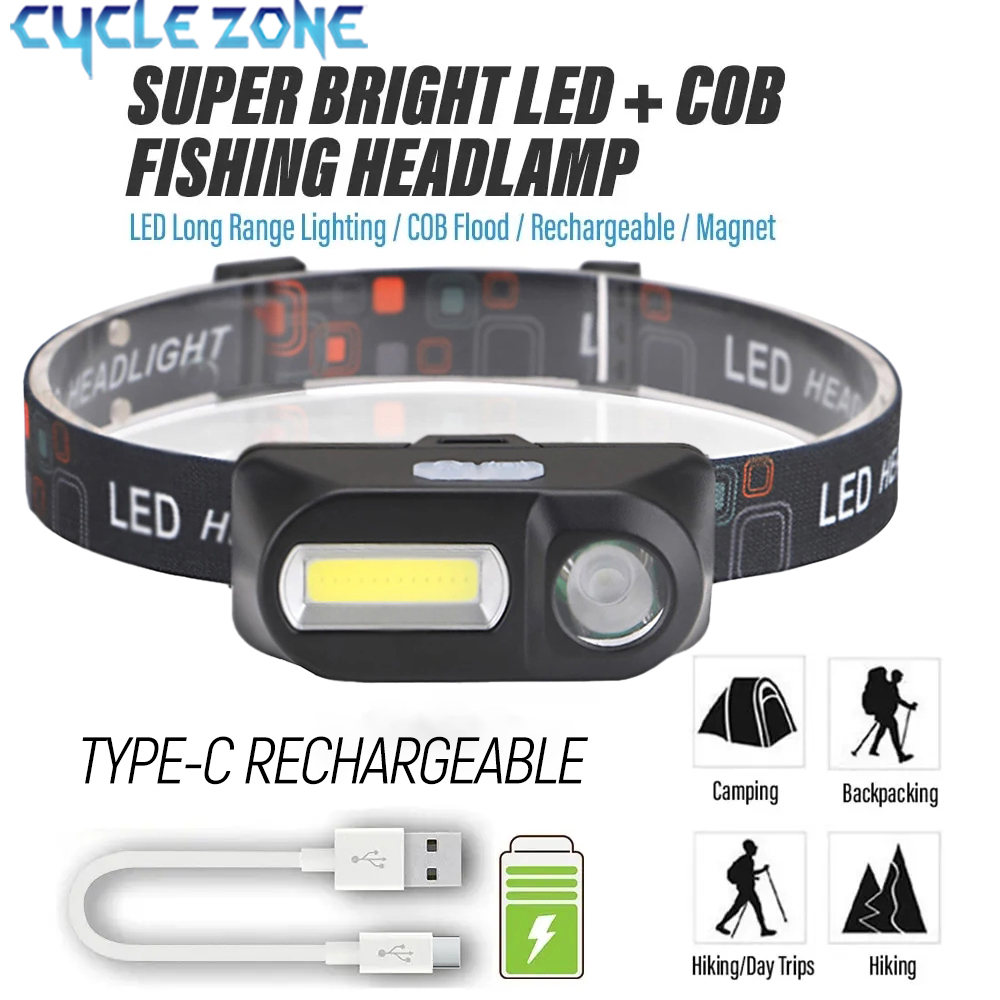 Outdoor Adventure Zone - XPE+COB Mini-koplamp Oplaadbare LED-kopzaklamp Waterdichte hoofdlamp